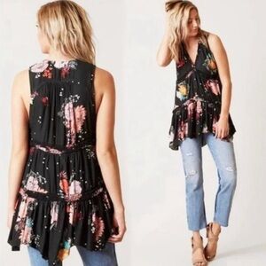 Free People Haze Floral Print Asymmetrical Tunic Tank
